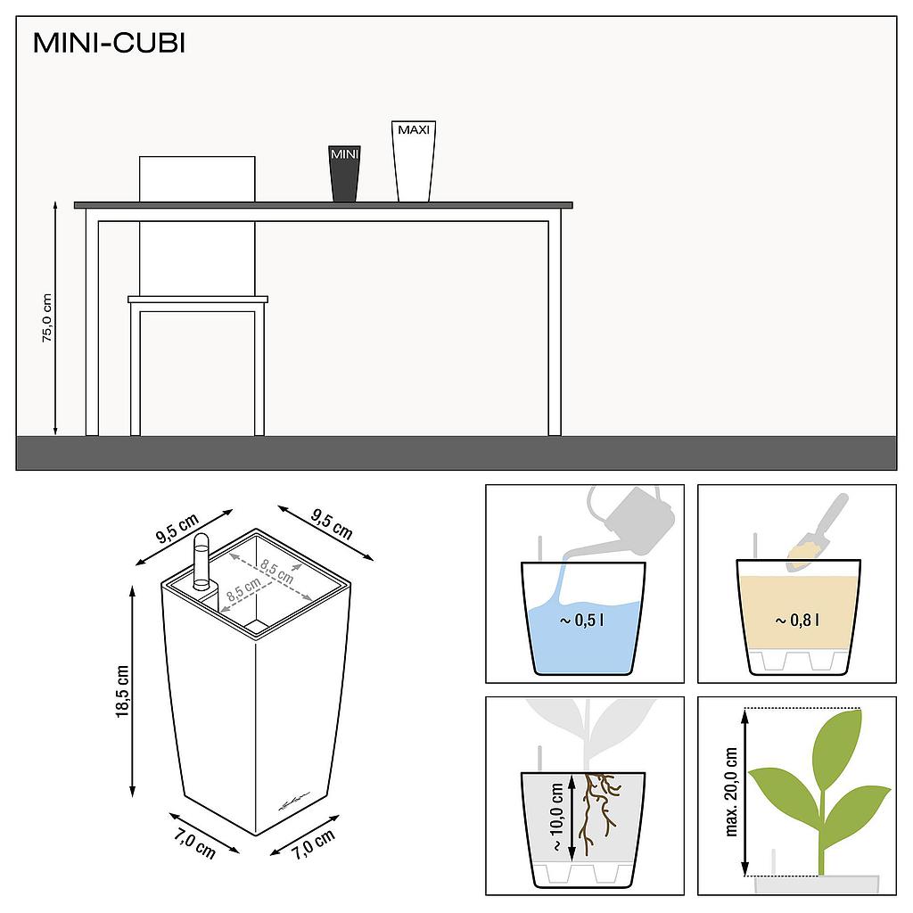 Lechuza Komplettset Premium MINI-CUBI anthrazit metallic