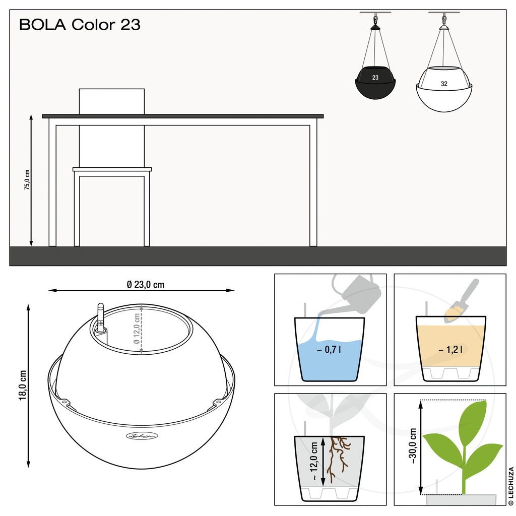 Lechuza BOLA Color 23 weiss